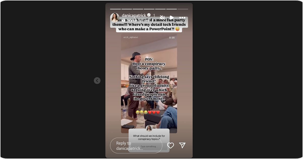 Danica Patrick reshared an unconventional party clip. Image: @danicapatrick via Instagram